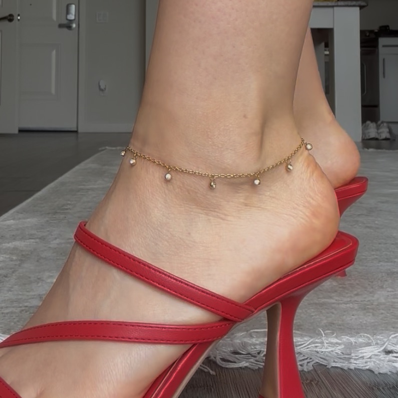 Sterling Silver Plated Gold Anklet With Cz Stones 22$
